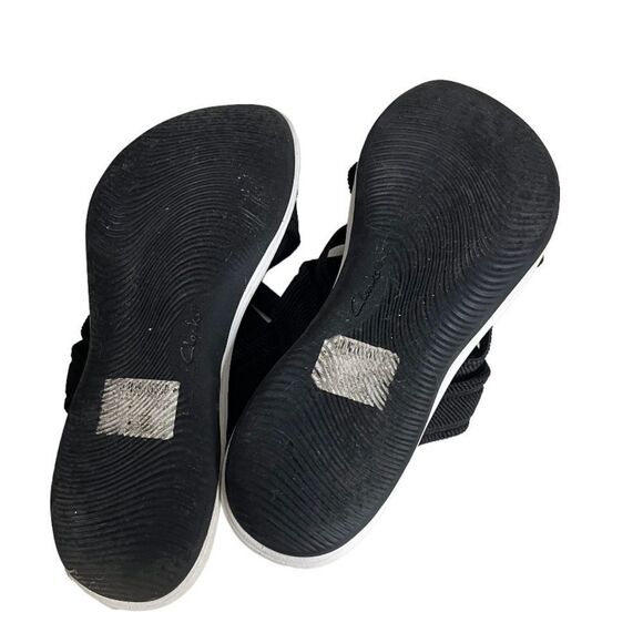 CLARKS Sandals Mira Isle Slide Black White Cloudsteppers Textile Upper Size 10 - Picture 7 of 9